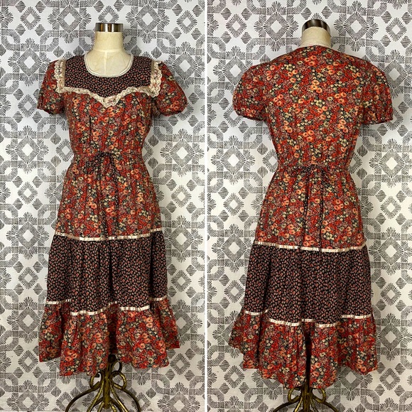 Vintage 70's Prairie Dress - Picture 1 of 11